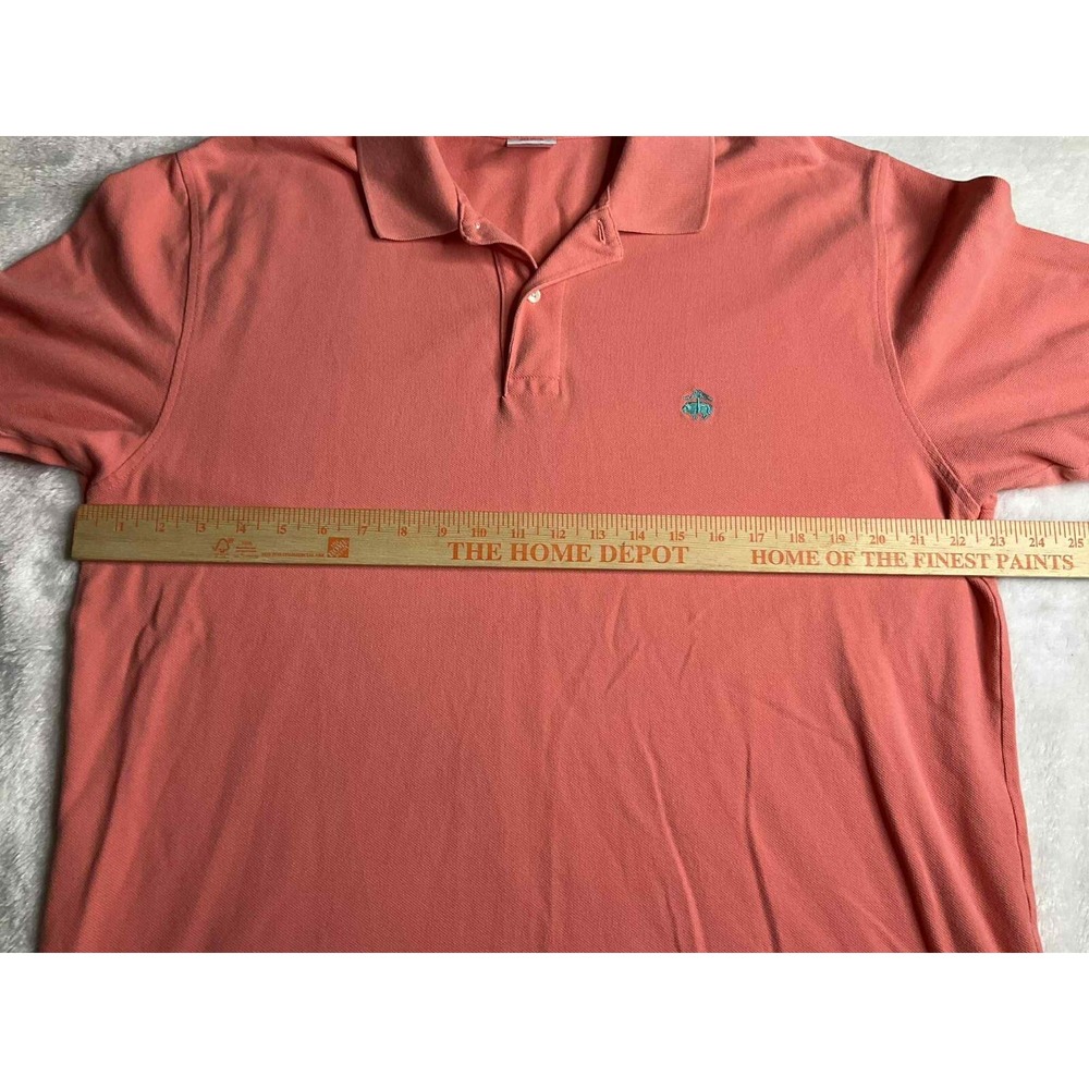 Brooks Brothers Polo Shirt Large Orange Slim Fit Performance Logo Casual Mens - Picture 5 of 6